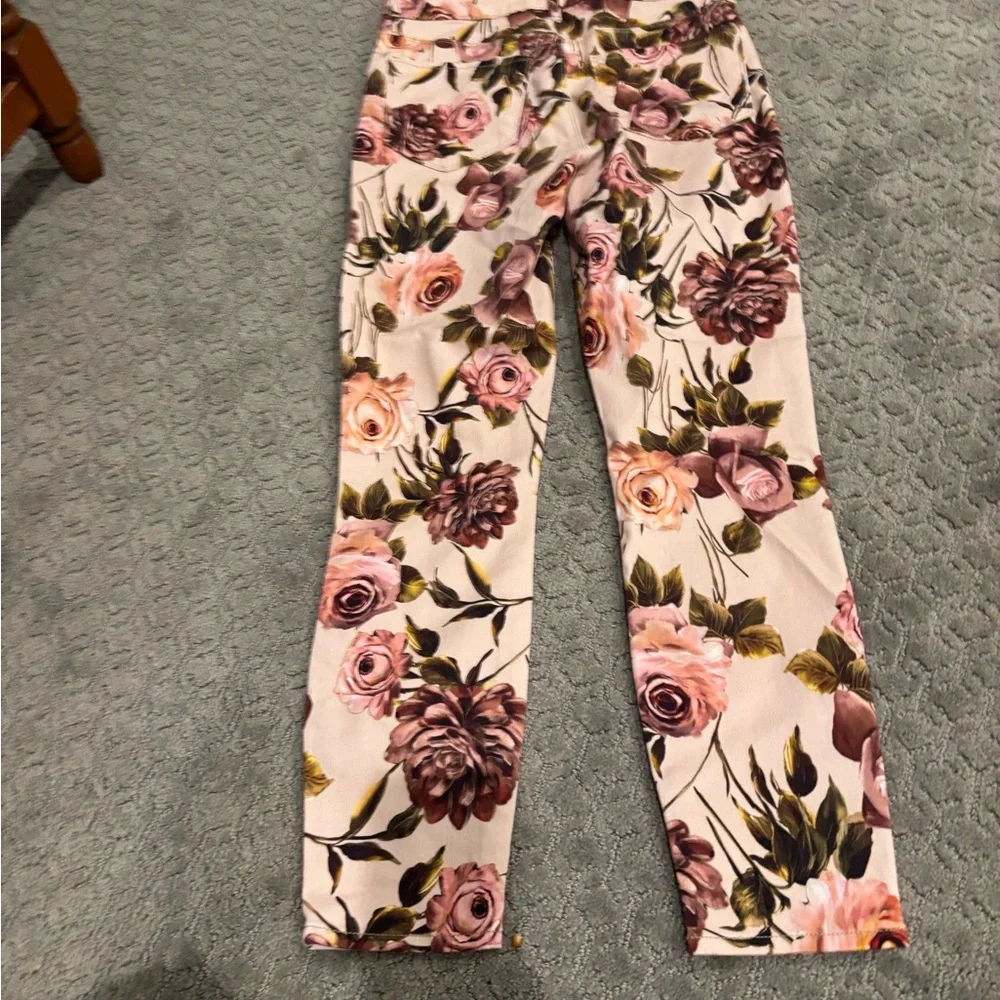 L'AGENCE Cream/Pink Floral Margot High Rise Skinny Ankle Jean Sz 28 EUC - Picture 10 of 11